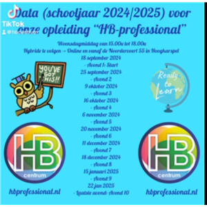 op woensdagmiddag 18 september 2024 starten we weer met onze opleiding tot hb professional.